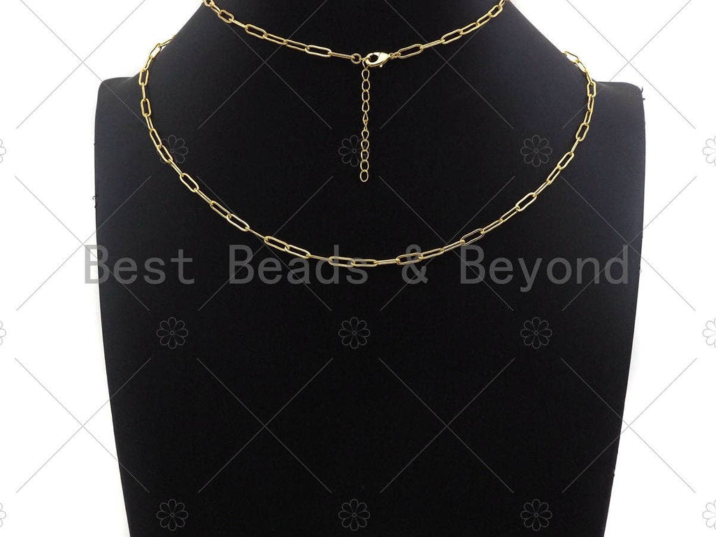 18/16/7 Dainty  Paper Clip Chain Necklace and Bracelet, Sku#LK106