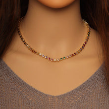 Load image into Gallery viewer, Multicolor CZ Chain Link Necklace,sku#LD416