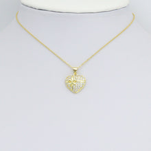 Load image into Gallery viewer, Clear CZ Gold Bow Ribbon Heart Charm Pendant, Sku#LK1139