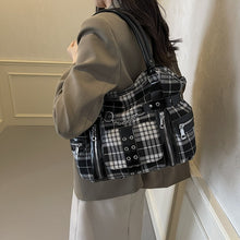 Load image into Gallery viewer, Women's Plaid Crossbody Bag with Rivet Details