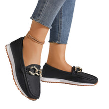 Load image into Gallery viewer, Women's Metal Buckle Slip-On Loafers - Casual Suede Leather Comfort Shoes