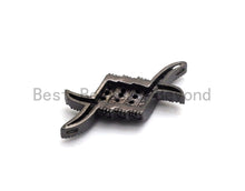 Load image into Gallery viewer, Black CZ Pave On Black Micro Pave Fish Beads/Connector for Bracelet/Necklace, Cubic Zirconia Space Connector, 9x22mm, sku#C104