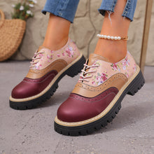 Load image into Gallery viewer, Women's Chunky Heel Lace-Up Casual Fashion Shoes | Black &amp; Beige