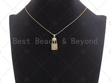 Load image into Gallery viewer, 18K Gold CZ Micro Pave Lock with Key Pendant, Lock Pave Pendant, Gold Padlock, 12x26mm, Sku#LK18