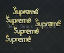 Load image into Gallery viewer, Gold Bracelet/Necklace Connector, Dainty Superme Charms, Alphabet Pendant, Gold Charm, Gold Pendant, Necklace Charms, 14x34mm, Sku#LK98