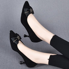 Load image into Gallery viewer, Women's Korean-Style Pointed Toe Stiletto Pumps with Bow Detail | Matte Finish