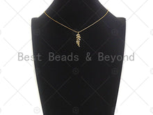 Load image into Gallery viewer, 18K Gold  CZ Pave Leaf Pendant, Gold Leaf Pendant, Gold plated Leaf, 9x30mm, Sku#LK27