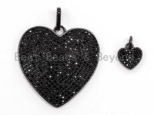 Load image into Gallery viewer, Black CZ Pave On Black Micro Pave Heart Charm, 30mm/10mm, Sku#F366
