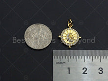 Load image into Gallery viewer, 18K Gold CZ Micro Pave Star Moon Swirl Patten Charm, Dainty Gold Coin Charm, 15mm, Z1139