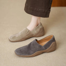 Load image into Gallery viewer, Women's Square Toe Hollowed-out Inner Wedge Heel Shoes | Sheepskin Slip-On Retro Comfort Flats | Sarah Express