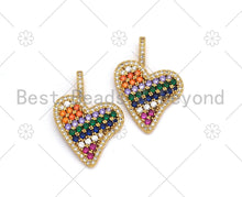 Load image into Gallery viewer, Colorful CZ Micro Pave Heart Charm/Pendant,  18K Gold Filled Heart Shape Charm, Heart Pave Pendant, 23x21mm, Sku#LK370