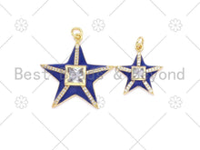 Load image into Gallery viewer, Colorful Enamel Five Point Star Shape Pendant, 18K Gold Filled CZ Micro Pave Enamel Charm,Enamel Jewelry,26x28/17x20mm,Sku#F1407