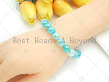 Load image into Gallery viewer, Mystic Aqua Blue Banded Agate Stretchy Bracelet