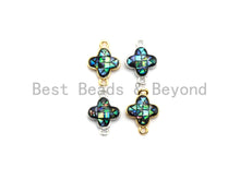 Load image into Gallery viewer, 100% Natural Abalone Shell Clover Connector For earrings Necklace Bracelets making, Abalone Charm, Clover flower charm, 10x15mm,SKU#Z294