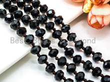 Load image into Gallery viewer, 60/36 Long Hand Knotted Black Crystal Necklace, SKU#D10