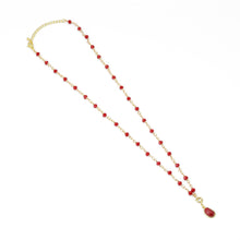 Load image into Gallery viewer, Red Beaded Chain with Red Bean Pendant Necklace, Sku#A368