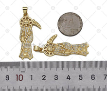 Load image into Gallery viewer, CZ Micro Pave Death Shape Pendant, 18K Gold Filled Grim Reaper Charm, Necklace Bracelet Charm Pendant, Sku#JL68