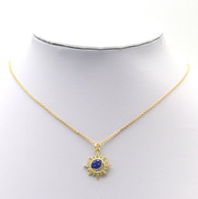 Load image into Gallery viewer, CZ Gold Enamel Moon Star on Flower Charm, Sku#LX127