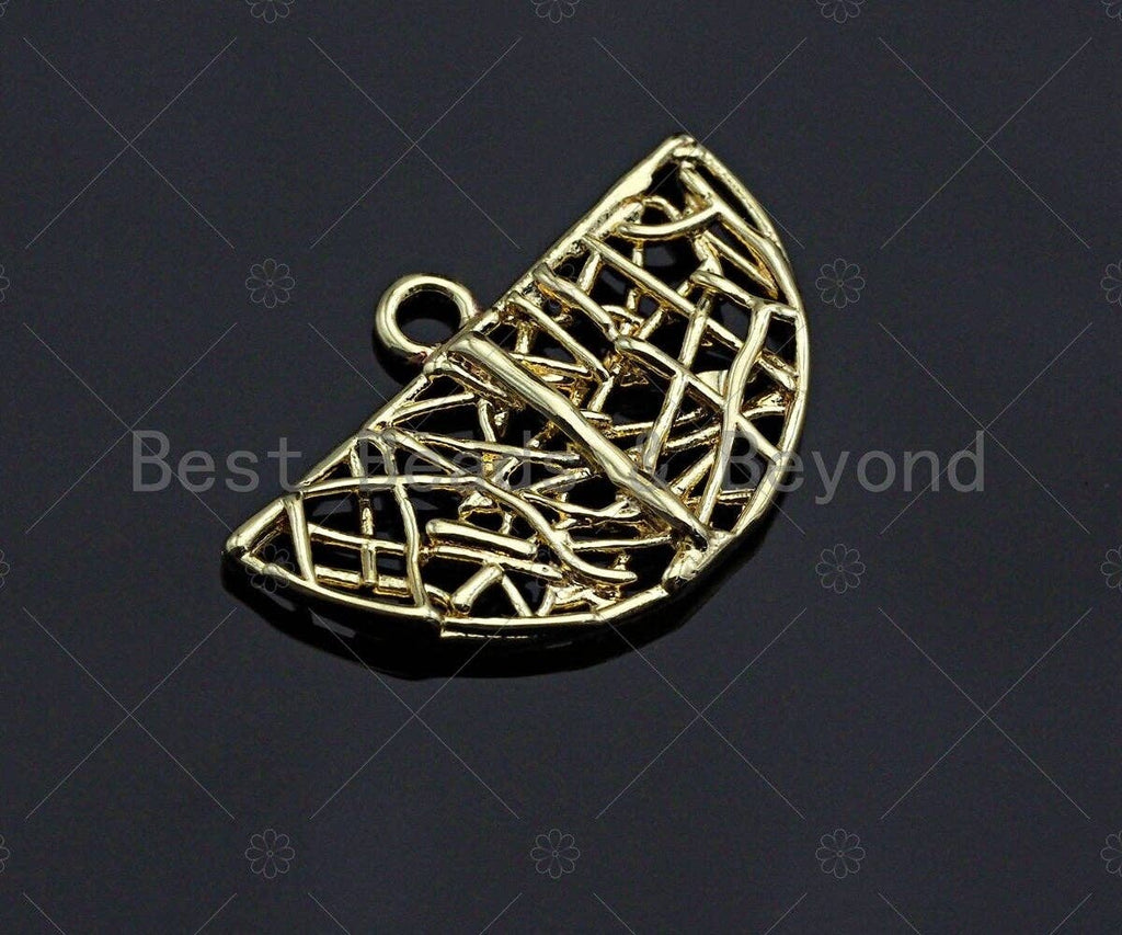 Filigree Gold Lacy Charm, Anchor/Ballerina/Fan/Oval/Triangle Brushed Gold Twisted Wire Charm Pendants for Earrings necklace making, sku#CP07