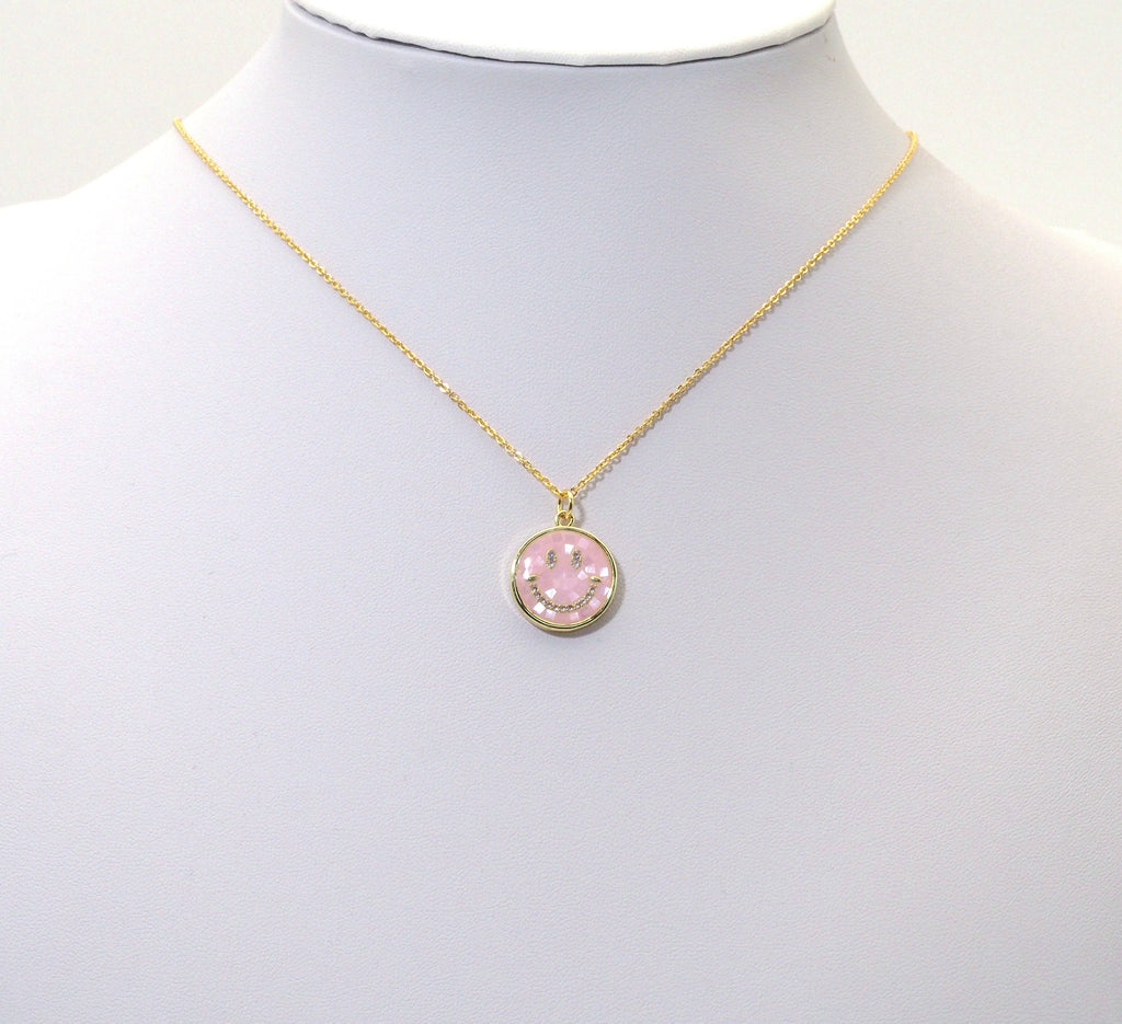 CZ Pave Mother of Pearl Smiley Face Charm, Sku#F1525
