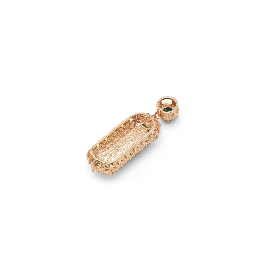 Gold CZ Green Jade Rectangle Bar Charm, Sku#LX347