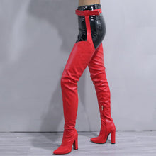 Load image into Gallery viewer, Women's Over-the-Knee Chunky Heel Boots | Belt Buckle Side Zipper | 8+ Colors