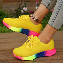 Load image into Gallery viewer, Women's Lace-Up Mesh Sneakers | Rainbow Sole Breathable Running Shoes
