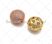 Load image into Gallery viewer, CZ Micro Pave Flat Oval Spacer Beads with Clear CZ for Bracelet/Necklace, Cubic Zirconia Spacer Beads, 15x14mm, Sku#C114