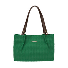 Load image into Gallery viewer, Women's Quilted Fabric Tote Bag – Minimalist Shoulder Bag with Diamond Pattern | Black, Beige, Khaki, Green
