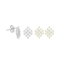 Load image into Gallery viewer, Baguette CZ Silver Rhombus Diamond Shape Earrings, Sku#A387