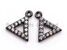 Load image into Gallery viewer, CZ Micro Pave Small Triangle Pendant/Charm, Cubic Zirconia Charm, Fashion Jewelry Findings, Gold/Silver/Rose Gold/Black Color 8x9mm, sku#B75