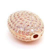 Load image into Gallery viewer, 14x11mm CZ Micro Pave Flat Oval Spacer Beads with Clear Crystal for Bracelet/Necklace, Cubic Zirconia Beads, Bracelet Charms,1/2pcs, sku#G61