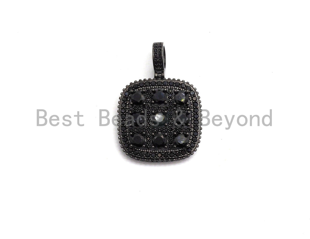 CZ Micro Pave Shiny Square Pendant/Charm, Cubic Zirconia Paved Charm, Filigree Necklace Bracelet Charm Pendant,28x28mm,sku#F636