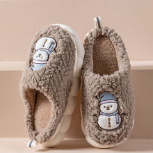 Load image into Gallery viewer, Women's Snowman Slippers - Warm Plush Winter Indoor House Shoes with Anti-Slip Sole