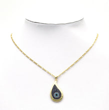 Load image into Gallery viewer, Gold Cobalt CZ Evil Eye On Teardrop Charm, Sku#LK680