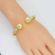 Load image into Gallery viewer, Gold Woven Knit Link with Ball End Adjustable Bracelet, Sku#LD600