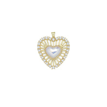 Load image into Gallery viewer, Large CZ Pave Pearl Heart  Pendant, Sku#LX626