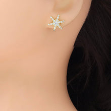 Load image into Gallery viewer, Clear CZ Snowflake Stud Earrings, Sku#A414