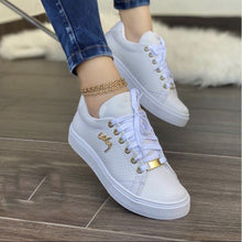 Load image into Gallery viewer, Women's Breathable Lace-Up Flat Sneakers | Patent PU Round-Toe Shoes