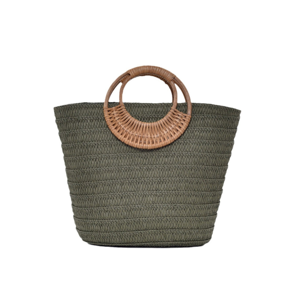 Straw Weave Round Handle Tote Bag - Large Capacity Women's Summer Beach Bag