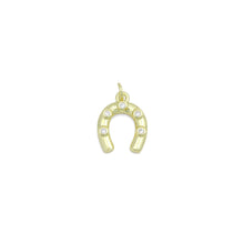 Load image into Gallery viewer, Clear CZ Gold U Shape horseshoe Charm Pendant,Sku#LD717