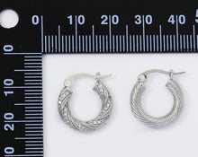 Load image into Gallery viewer, CZ Twisted Rope Huggie Hoop Earrings, Sku#B192