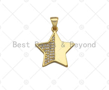 Load image into Gallery viewer, CZ Micro Pave Lock/Hamsa Hand/Five Star Pendant,Half CZ Medallion Charm, Necklace Bracelet Charm Pendant,13x22/18x20/15x21mm, Sku#LK245