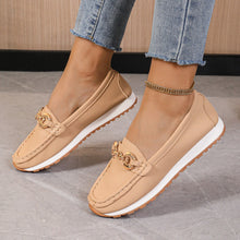 Load image into Gallery viewer, Women's Metal Chain Flat Slip-On Loafers | Breathable PU Preppy Flats