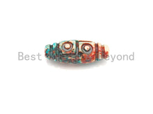 Load image into Gallery viewer, Colorful Engraved Long Oval Tibetan Spacer Beads, Multicolor