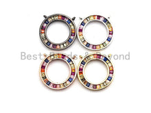 Load image into Gallery viewer, Colorful CZ Micro Pave Circular Ring  Pendant, Cz Pave Pendant, Gold/Rose Gold/Silver/Gunmetal plated, 21x21mm, Sku#F783