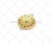 Load image into Gallery viewer, Big CZ Micropave Flower On Round Coin Connector, 18K Gold Filled Disct Connector, Necklace Bracelet Connector, 23x17mm, Sku#JL58