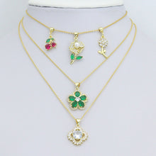 Load image into Gallery viewer, CZ Cherry Flower Crown clover Charm Pendant,Sku#LK1258