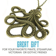 Load image into Gallery viewer, Octopus Necklace Steampunk Nautical Gothic Tentacle Pendant Silver or Bronze