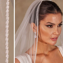 Load image into Gallery viewer, Crystal Knot Beaded Edge Wedding Veil - D250